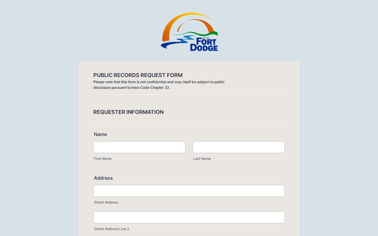 Fort Dodge criminal records online police request form