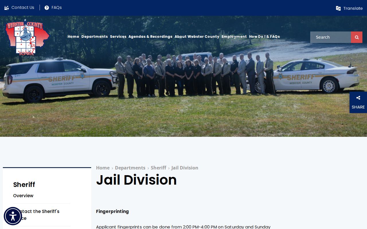 Webster County arrest booking and jail information page