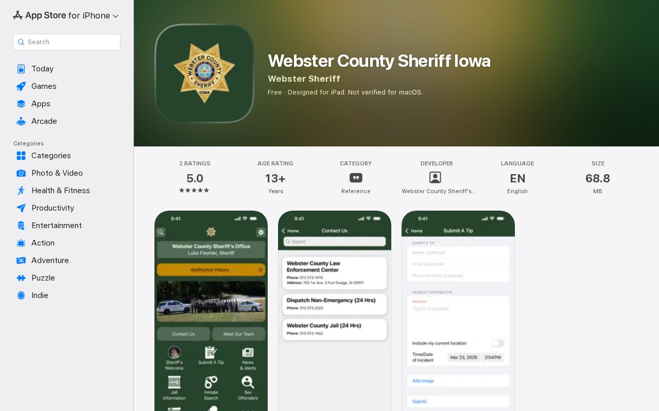 Webster County arrest information sheriff mobile app listing