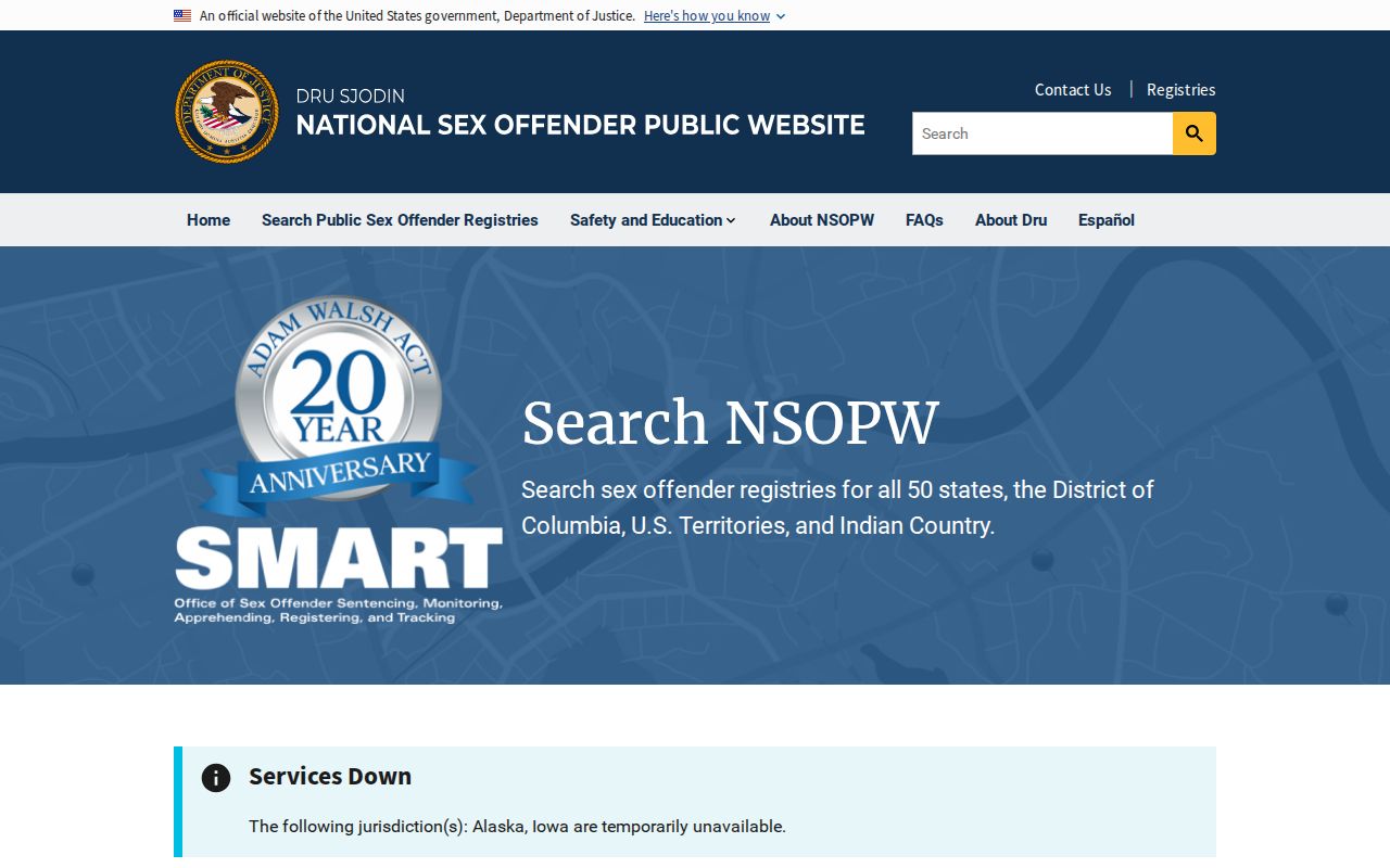 National official registry search for a Webster County sex offender check