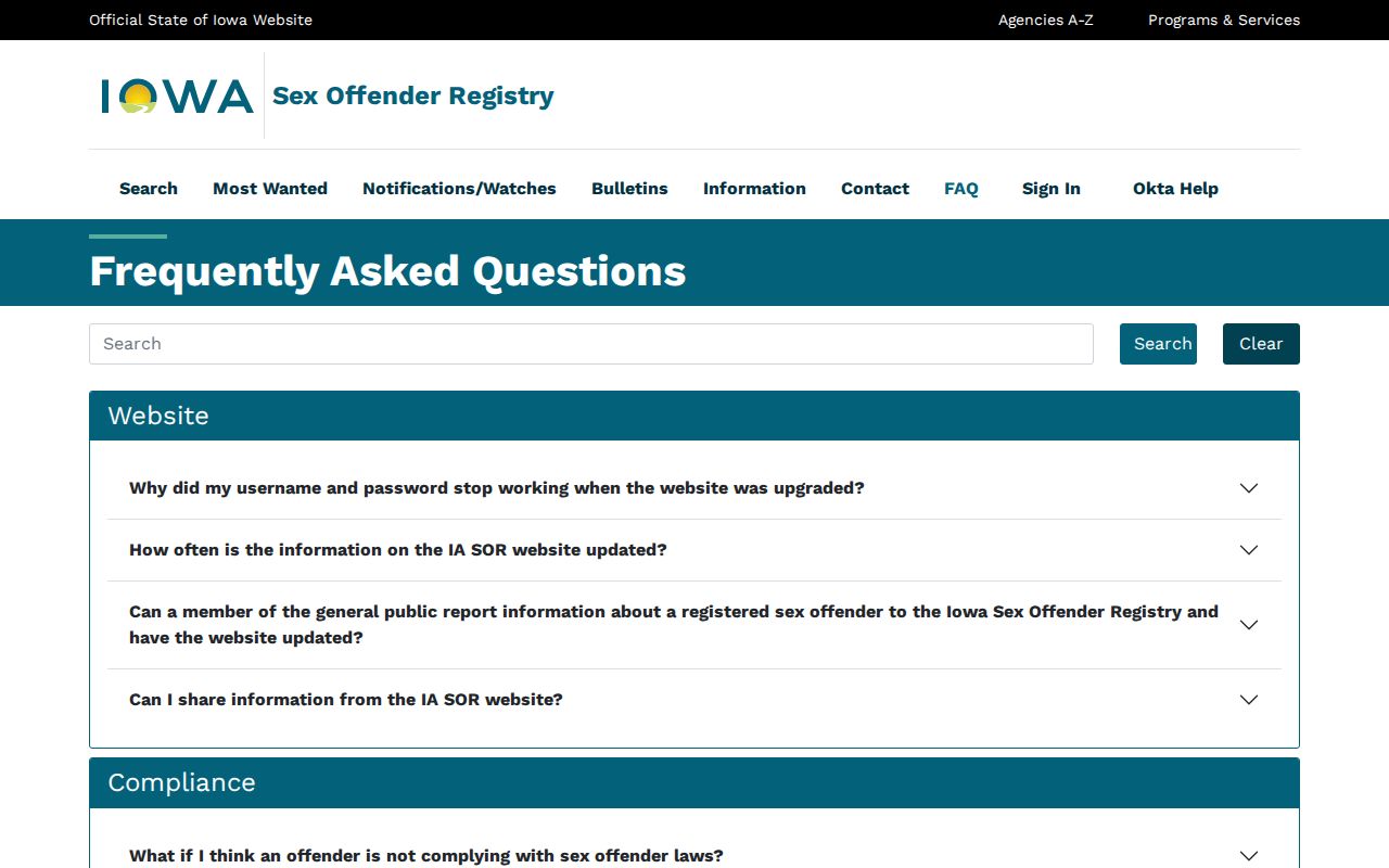 Webster County sex offender registry FAQ for searches and watch alerts